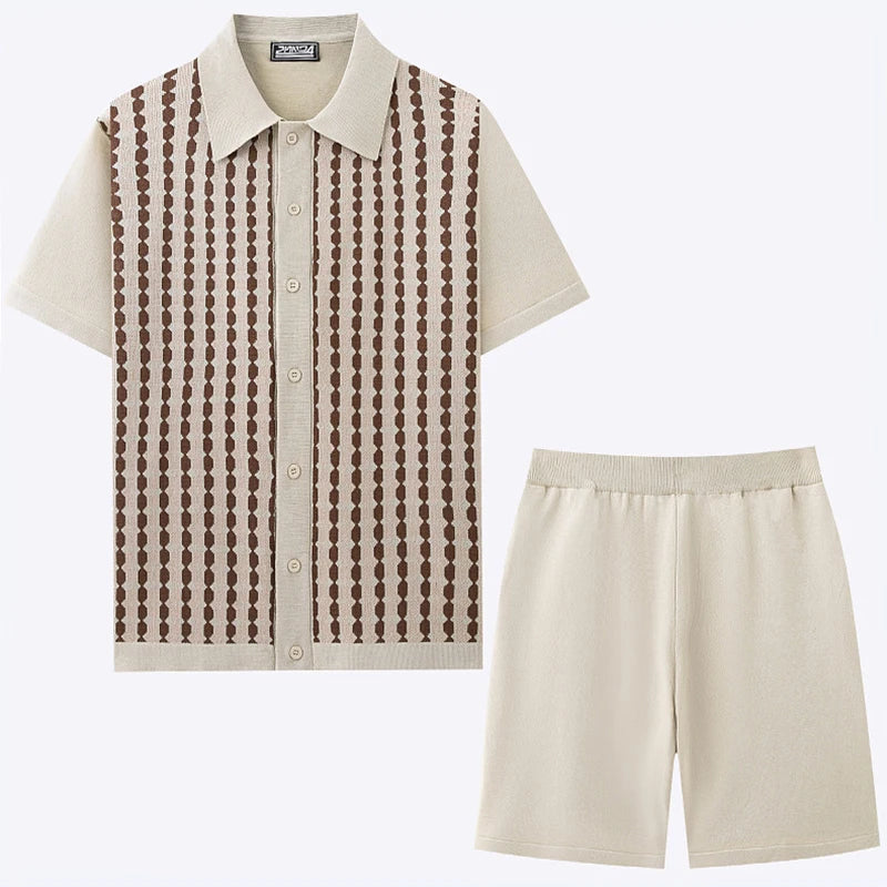 Men's Retro Knit Shirt & Shorts Set