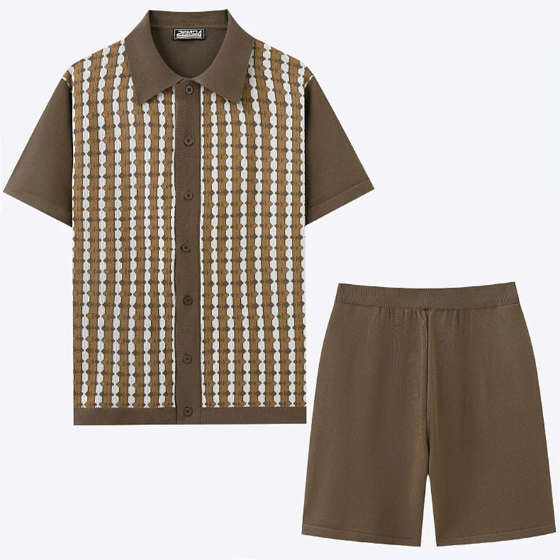 Men's Retro Knit Shirt & Shorts Set