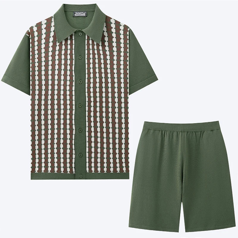 Men's Retro Knit Shirt & Shorts Set