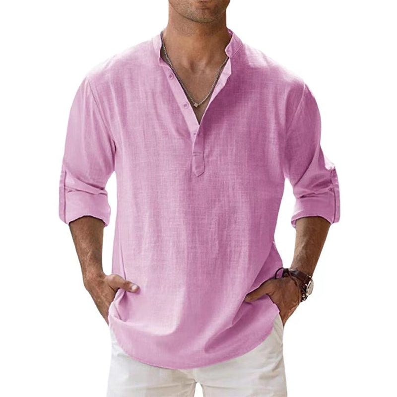 Capri Linen Blend Collarless Shirt – Summer Essential